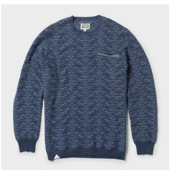 Men's Altamont Blue Sweater Pocket Geometric Grandpa Small Unisex Cotton - Picture 1 of 8